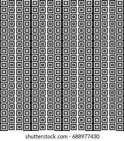 pattern with black white striped squares. Simple optical illusion, illusive effect. Kinetic tile in op art. Vector hypnotic background, texture. Decorative frame, vibrant design.