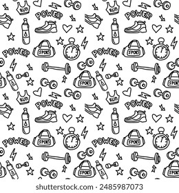 A pattern of black and white symbols on white background