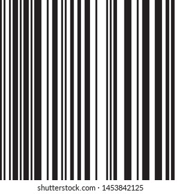 Pattern with black and white vertical lines. Vector seamless pattern. Modern stylish texture. Ratio between white and black streaks is 50%:50%.