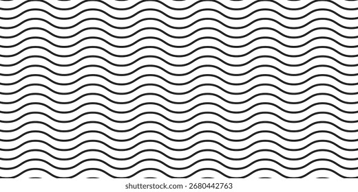 Ilustración de línea ondulada en blanco y negro, fondo simple de onda de textura Horizontal. 