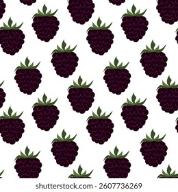 Pattern of blackberries on a white background showcasing fruit design creativity