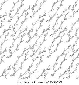 Pattern with blooming sprig on a white background. Print for curtains, fabric and etc.