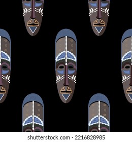 Muster einer blauen afrikanischen Maske mit Perlen