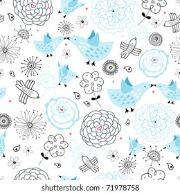 pattern with blue birds