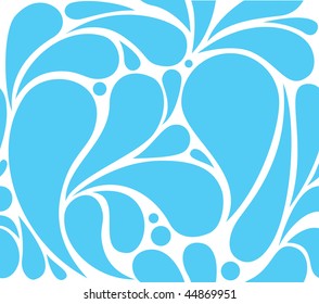 Pattern with blue bubbles, drops. Vector illustration. Seamless background.
