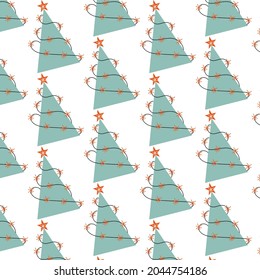 pattern of a blue Christmas tree with lights