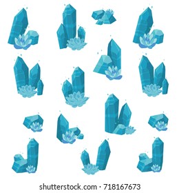 Pattern with blue crystals and succulents. Ice crystal pattern with blue succulents. 