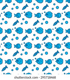 pattern of blue fish on a white background