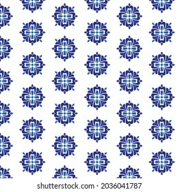 Pattern with a blue flower on a white background. Blue flower pattern for textiles and covers. Spring pattern