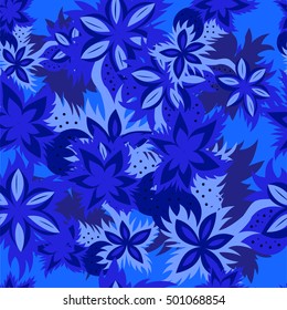 Pattern with blue flowers