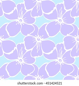 Pattern. Blue flowers on a gentle blue background. Seamless texture. Suitable for packaging, labels, business cards, Wallpaper and fabrics.