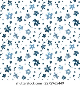 Pattern of blue flowers, petals in polka dots. Vector image on a transparent background.