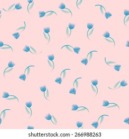 Pattern with blue flowers. Pattern with tulips. Pattern Mother 's Day.