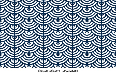 Pattern of blue geometric shapes in japanese style