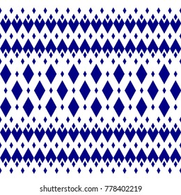 A pattern of blue geometric shapes on a white background