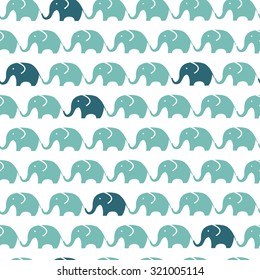 Pattern of blue and grey elephants. Background with elephants. Children's pattern. Background of cute elephants.