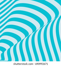 pattern of blue lines. Optical illusion. Vector illustration. As background, picture, wallpaper