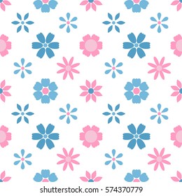 pattern with blue and pink flowers