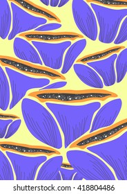 pattern with blue poppies on yellow background
