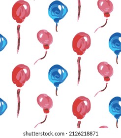 patrón con globos de color azul y rojo 