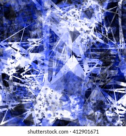 Pattern of blue shiny spines. Icy needles. Seamless abstract vector background.