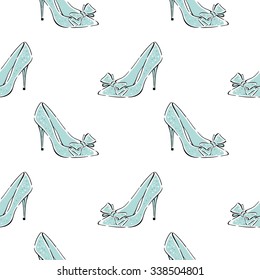 Pattern with blue shoes 