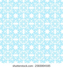 Pattern blue snowflakes. Seamless background for textiles, holiday packaging 