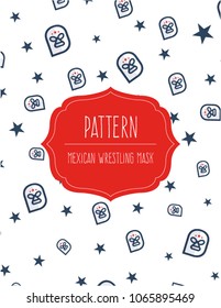 Pattern of blue stars and Mexican wrestling mask