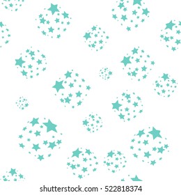 Pattern with blue stars. Seamless white background. Vector