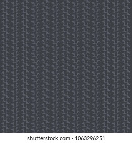 Pattern in blue tones, with rows of dashes, signs or marks, arranged vertically. Textile fabric fragment. Vector illustration.