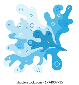 Patrón de figuras azul onduladas y sin forma. Spray vectorial