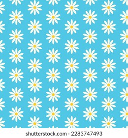 Pattern blue with white flowers daisies backgroun vector wallpaper spring art texture design flowers pattern  floral fabric retail fashion tissue ornamento nature design illustration shop