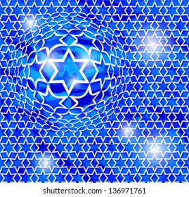pattern from blue white israel stars vector