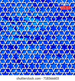 pattern from blue white israel stars vector illustration