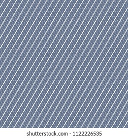 Pattern in blue and white with jagged, oblique and parallel lines. Rough fabric texture. Textile print. Vector illustration.