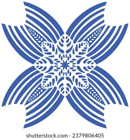 Pattern blue and white.Original traditional Portuguese and Spain decor.Seamless pattern tile with Victorian motives.Ceramic tile in talavera style. Ornamental blue and white patterns for any decor.
