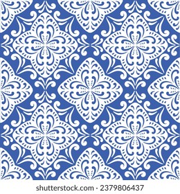 Patrón azul y blanco.Original decoración tradicional portuguesa y española.Baldosas de patrón sin foco con motivos victorianos.Tejas cerámicas de estilo talavera. En cualquier decoración predominan los tonos azules y blancos.