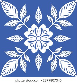 Pattern blue and white.Original traditional Portuguese and Spain decor.Seamless pattern tile with Victorian motives.Ceramic tile in talavera style. Ornamental blue and white patterns for any decor.