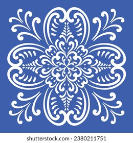 Pattern blue and white.Original traditional Portuguese and Spain decor.Seamless pattern tile with Victorian motives.Ceramic tile in talavera style. Ornamental blue and white patterns for any decor.