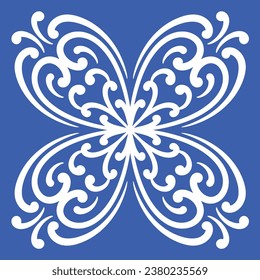 Pattern blue and white.Original traditional Portuguese and Spain decor.Seamless pattern tile with Victorian motives.Ceramic tile in talavera style. Ornamental blue and white patterns for any decor.