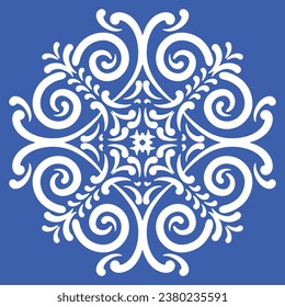 Pattern blue and white.Original traditional Portuguese and Spain decor.Seamless pattern tile with Victorian motives.Ceramic tile in talavera style. Ornamental blue and white patterns for any decor.