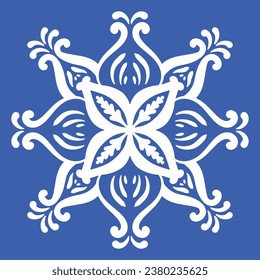 Pattern blue and white.Original traditional Portuguese and Spain decor.Seamless pattern tile with Victorian motives.Ceramic tile in talavera style. Ornamental blue and white patterns for any decor.