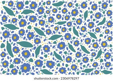 Patrón de flores azules sobre un fondo blanco. Cornflowers