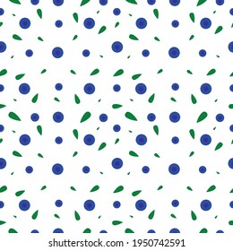 Pattern with blueberries. Leaves, greens and berries. Vector 