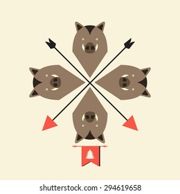Pattern of boar with arrows.