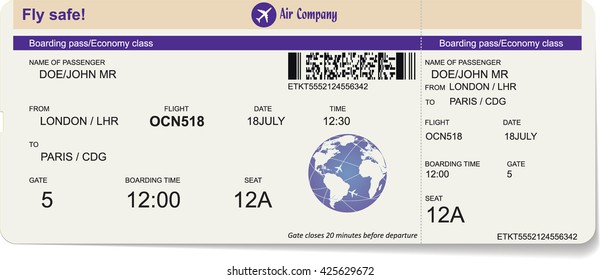 Pattern of a boarding pass or air ticket
