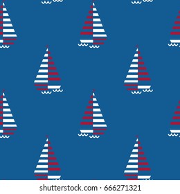 pattern with boats in abstract  geometrical style