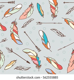 Pattern Boho. Background feathers