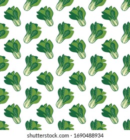 pattern bok choy cabbage, pak choy, baby cabbage, healthy tasty healthy product vegetarian food, rich in vitamins, vector illustration doodle graphics
