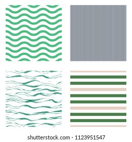 Pattern bold stripe seamless design for wallpaper, fabric print and wrap paper. Horizontal green stripes.